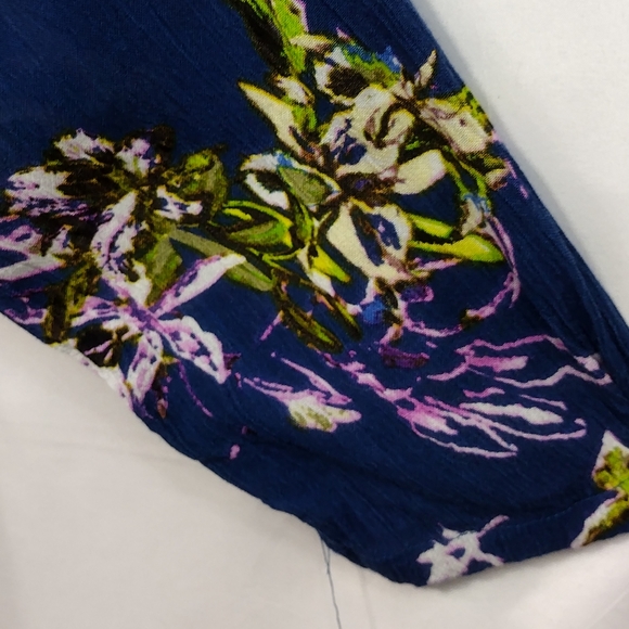 CW Classics Floral Shirt Dress Women's 1X Blue Cottagecore Peasant Retro 90s Y2K - Picture 3 of 8